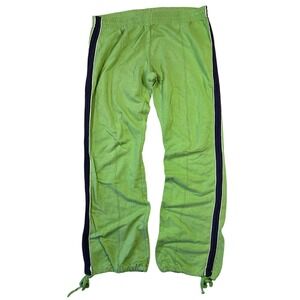 Derek Heart Lime Green Striped Cotton Sweatpants Womens L Cinch Ankle Y2K Bratz